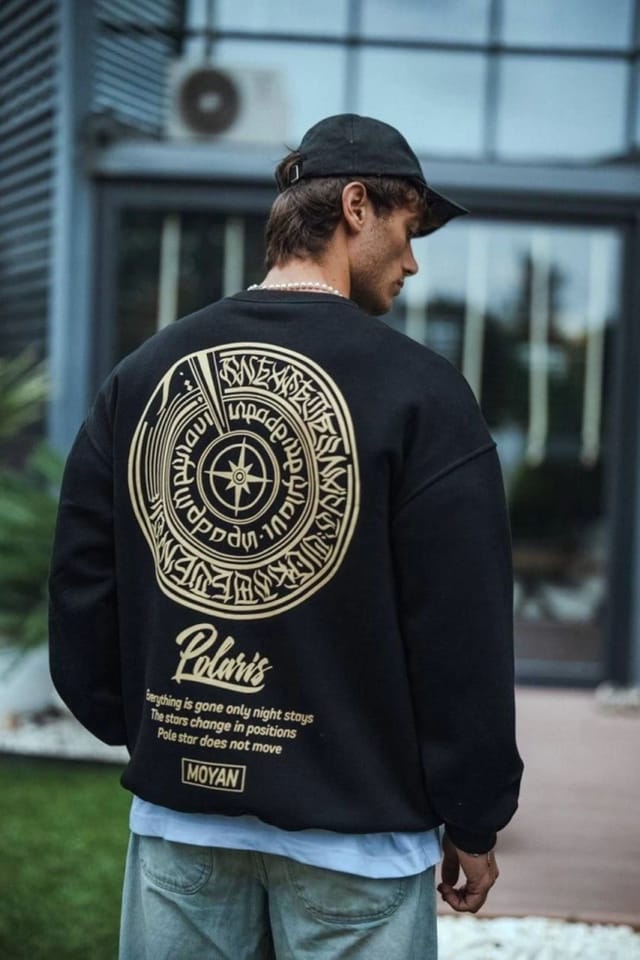 Janes Janes Men's Crew Neck Long Sleeve Printed Sweatshirt in Black - 3