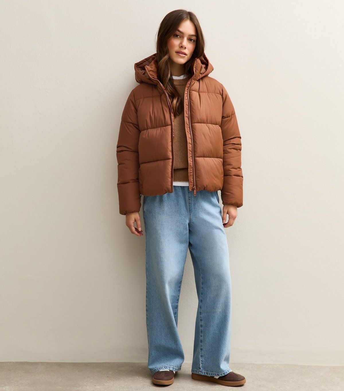 New Look Women's Petite Tan Cropped Puffer Jacket New Look - 3