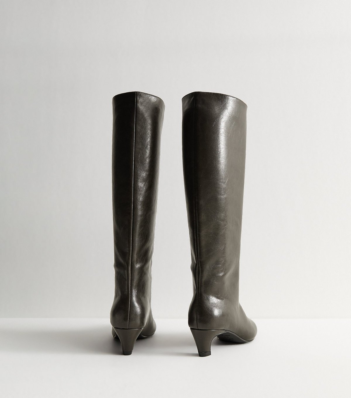 New Look Women's Dark Green Faux Leather Knee High Boots Vegan New Look - 4