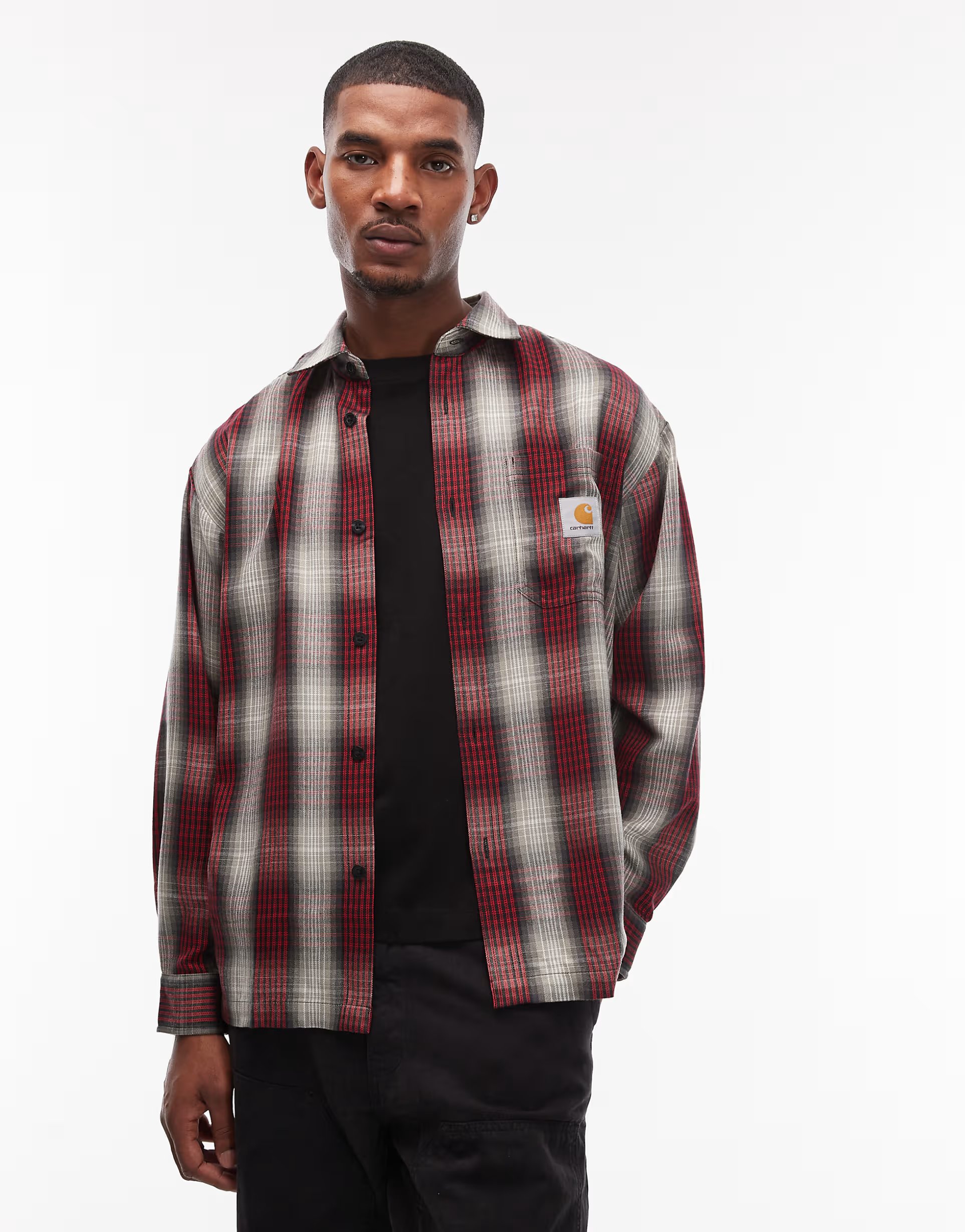 ASOS Carhartt WIP harlin flannel shirt in red and white check - 1