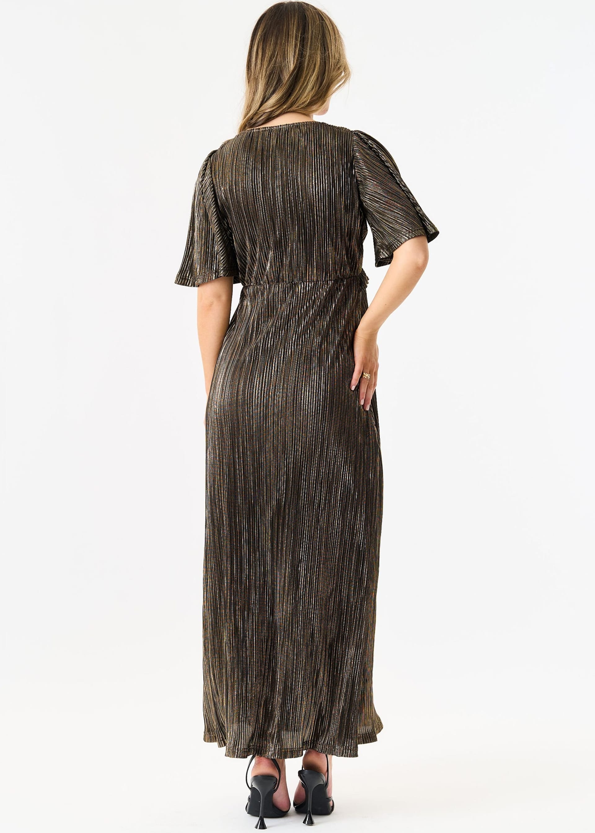 Gini London Gini London Women's Black Occassion Metallic Plisse One Shoulder - 4