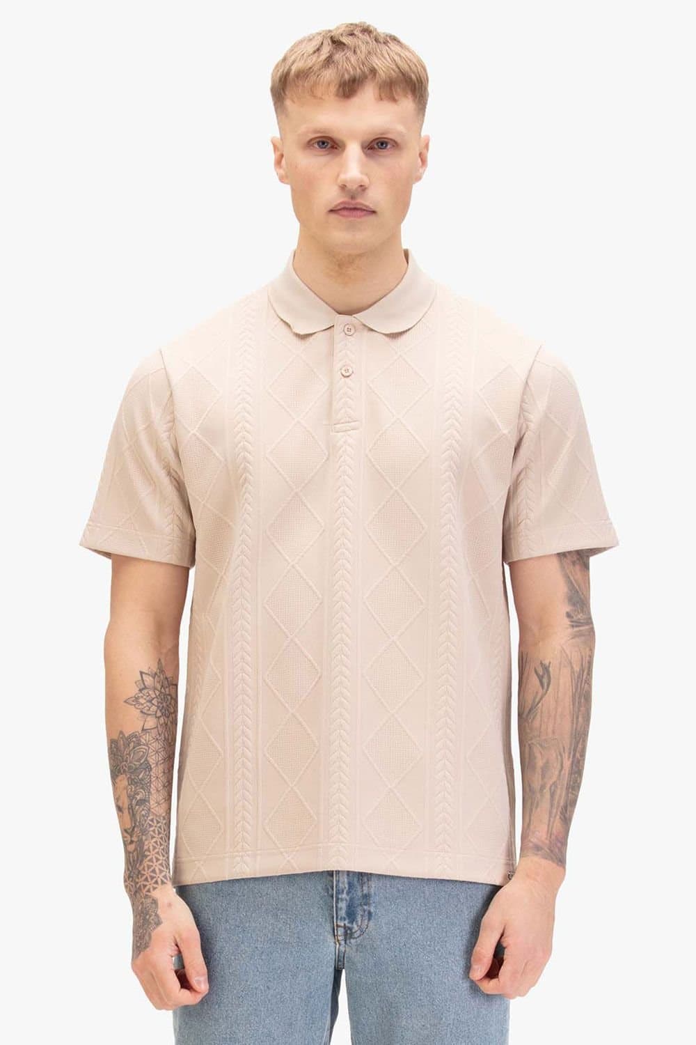 Luke 1977 Luke 1977 Men's La Fe Textured Knit Polo in Cream