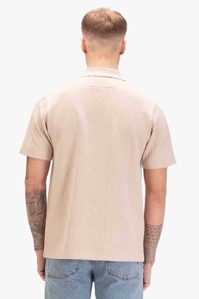 Luke 1977 Luke 1977 Men's La Fe Textured Knit Polo in Cream - 2
