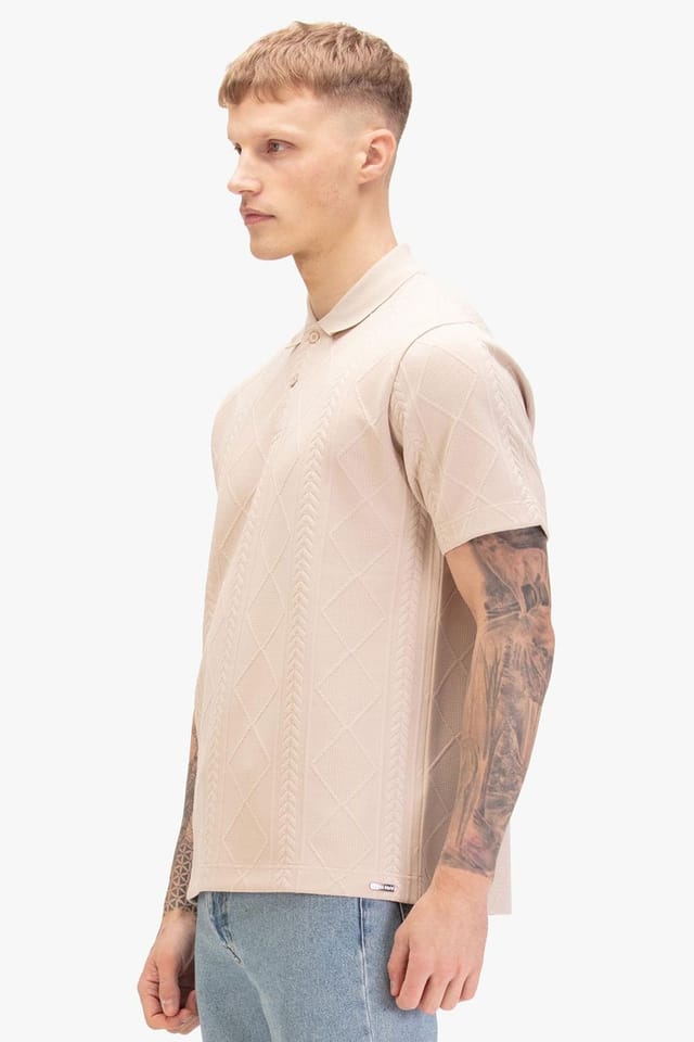 Luke 1977 Luke 1977 Men's La Fe Textured Knit Polo in Cream - 3