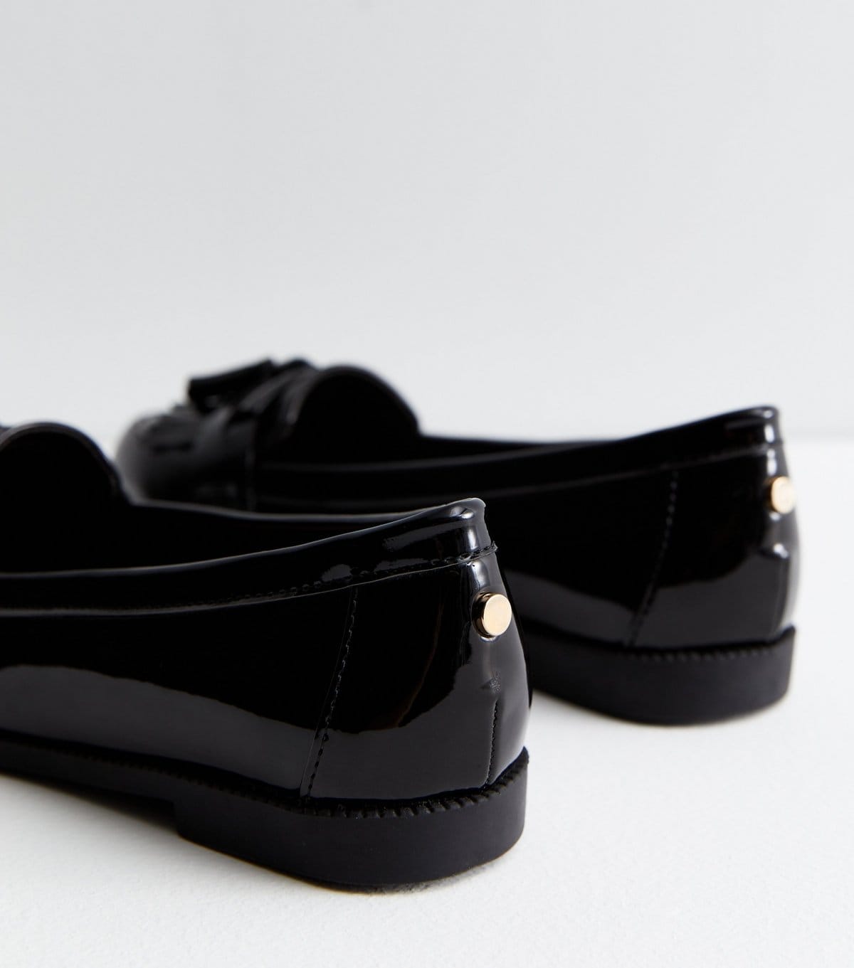 New Look Women's Black Patent Tassel Trim Loafers Vegan New Look - 4