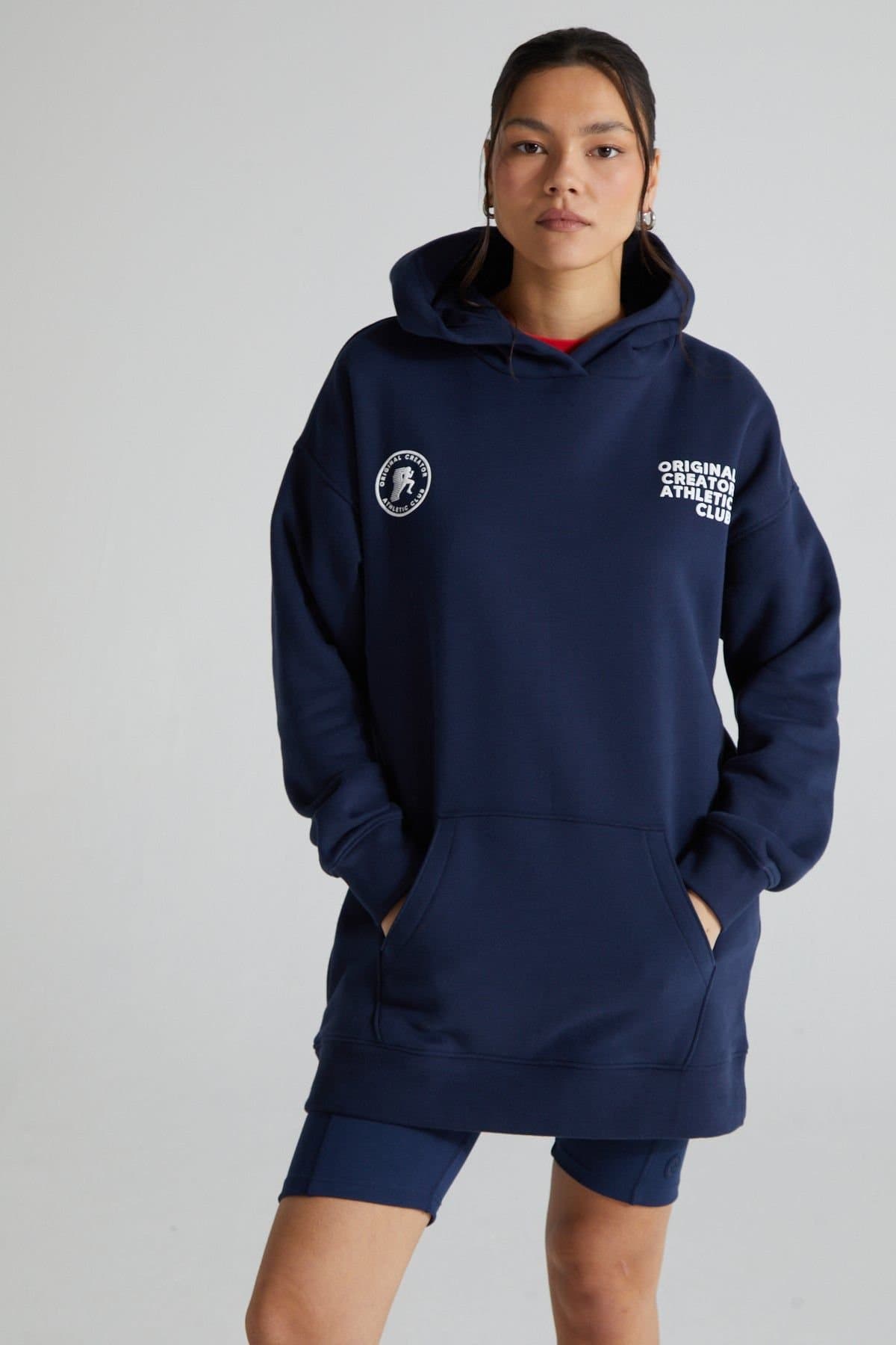 Original Creator Original Creator Women's Athletic Long Line Hoodie in Navy