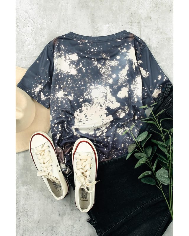 Azura Exchange Azura Exchange Women's Multicolor Tie Dye Bleached Round Neck Short Sleeve T-Shirt Tops - 3