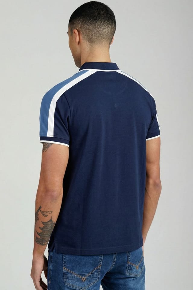 Firetrap Firetrap Men's Regular Fit Cotton Jersey Button Polo in Dark Blue - 2