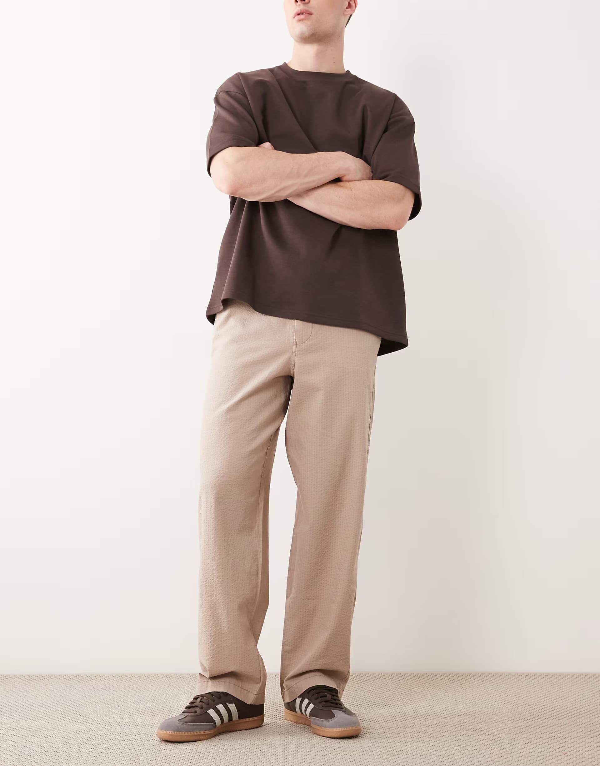 ASOS ASOS Loose Straight Trousers in Beige