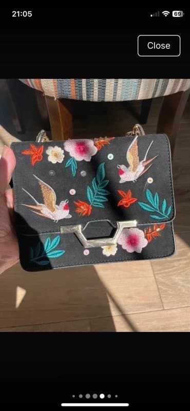 ASOS Retro Topshop Embroidered Floral & Bird Crossbody Bag – Boho Statement Piece