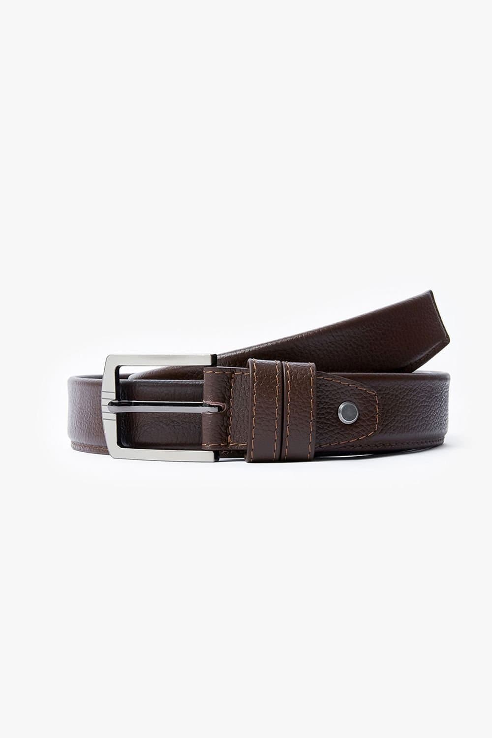 Luke 1977 Luke 1977 Brown Leather Belt with Metal Buckle