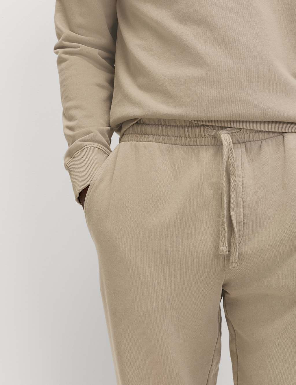 Marks & Spencer M&S Garment Dyed Pure Cotton Joggers Mushroom - 3