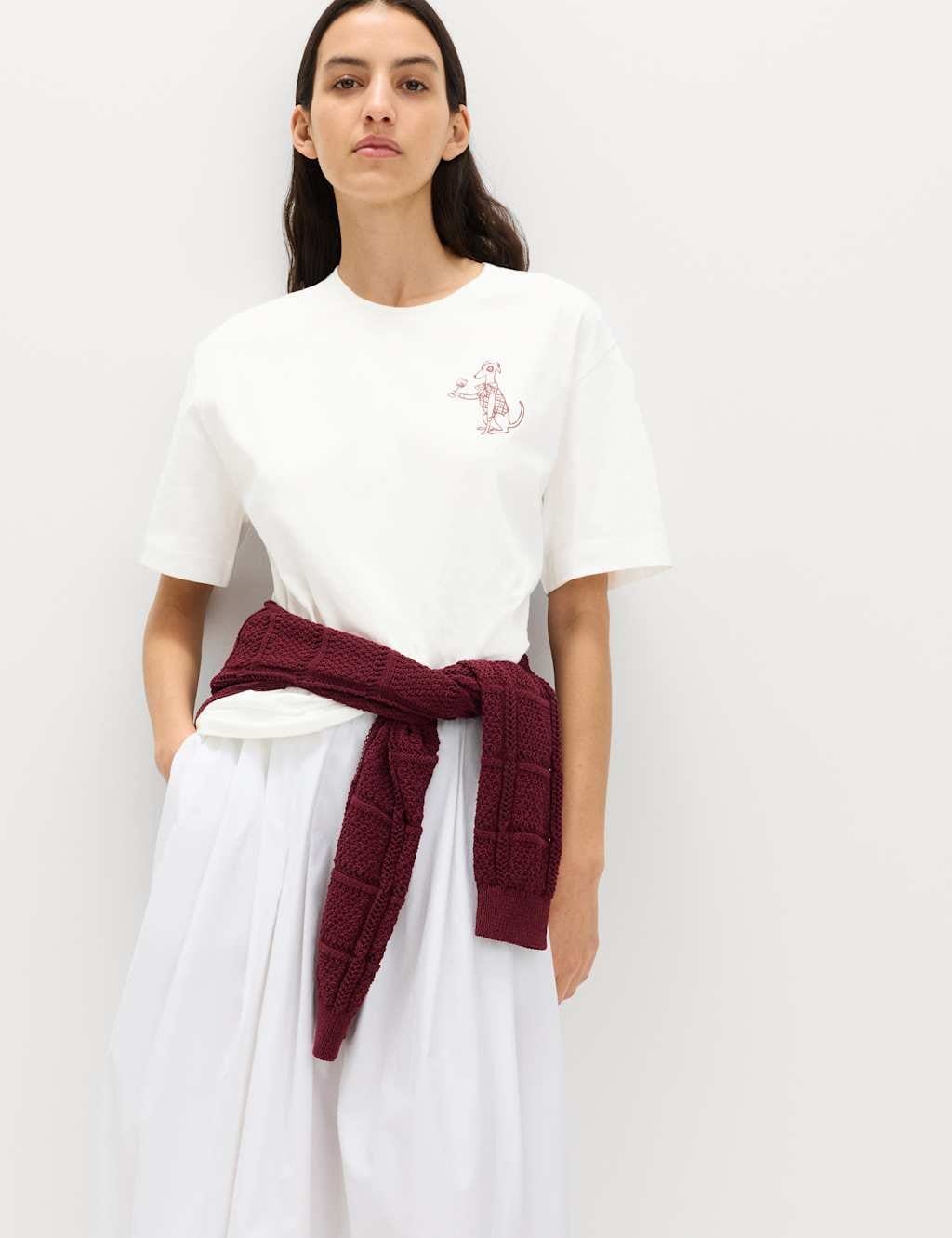 M&S Oversized Graphic T-Shirt Burgundy Mix
