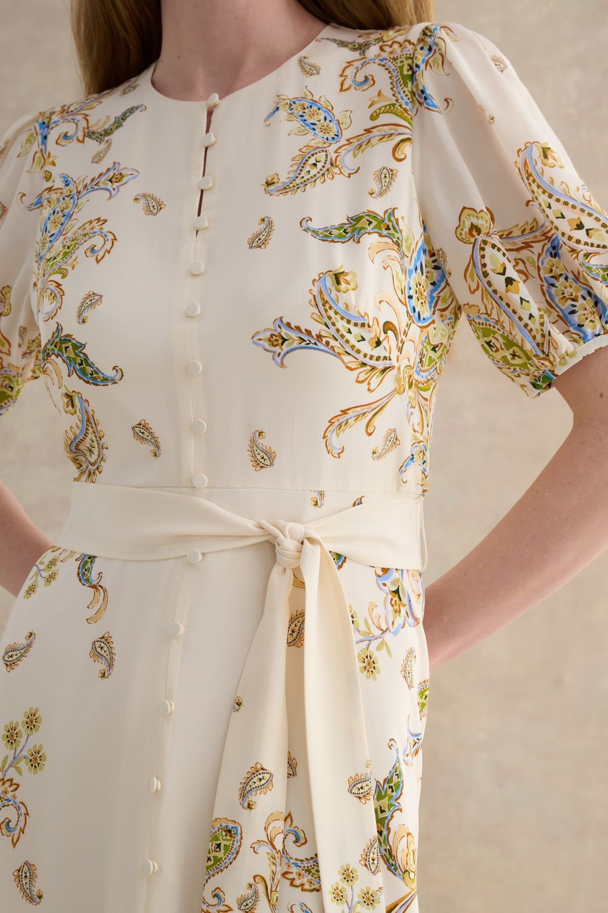 Hobbs London Hobbs London Women's Alma Silk Printed Midi Dress in Cream - 3