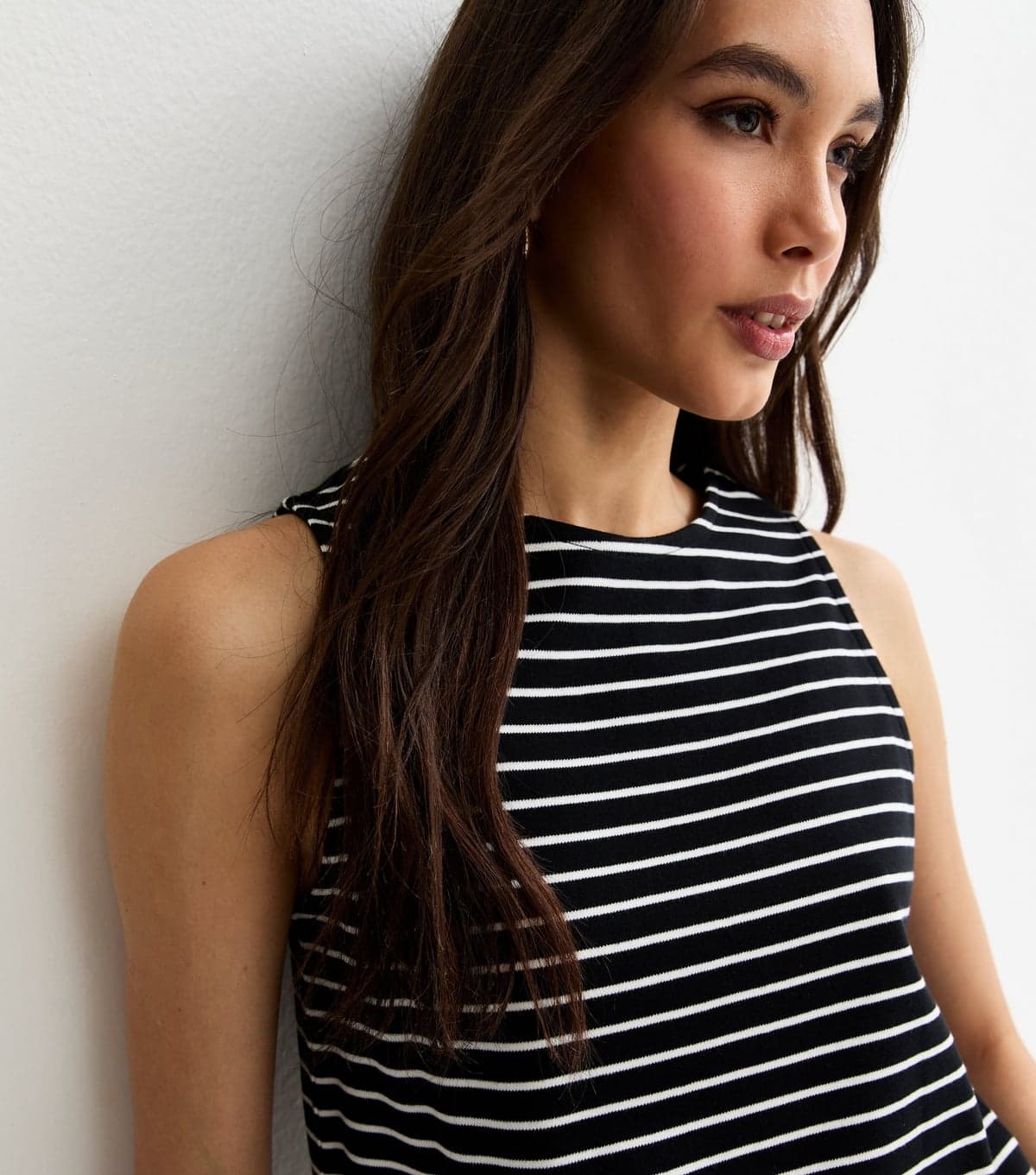 New Look Women's Premium Black Striped Jersey Tank Top New Look