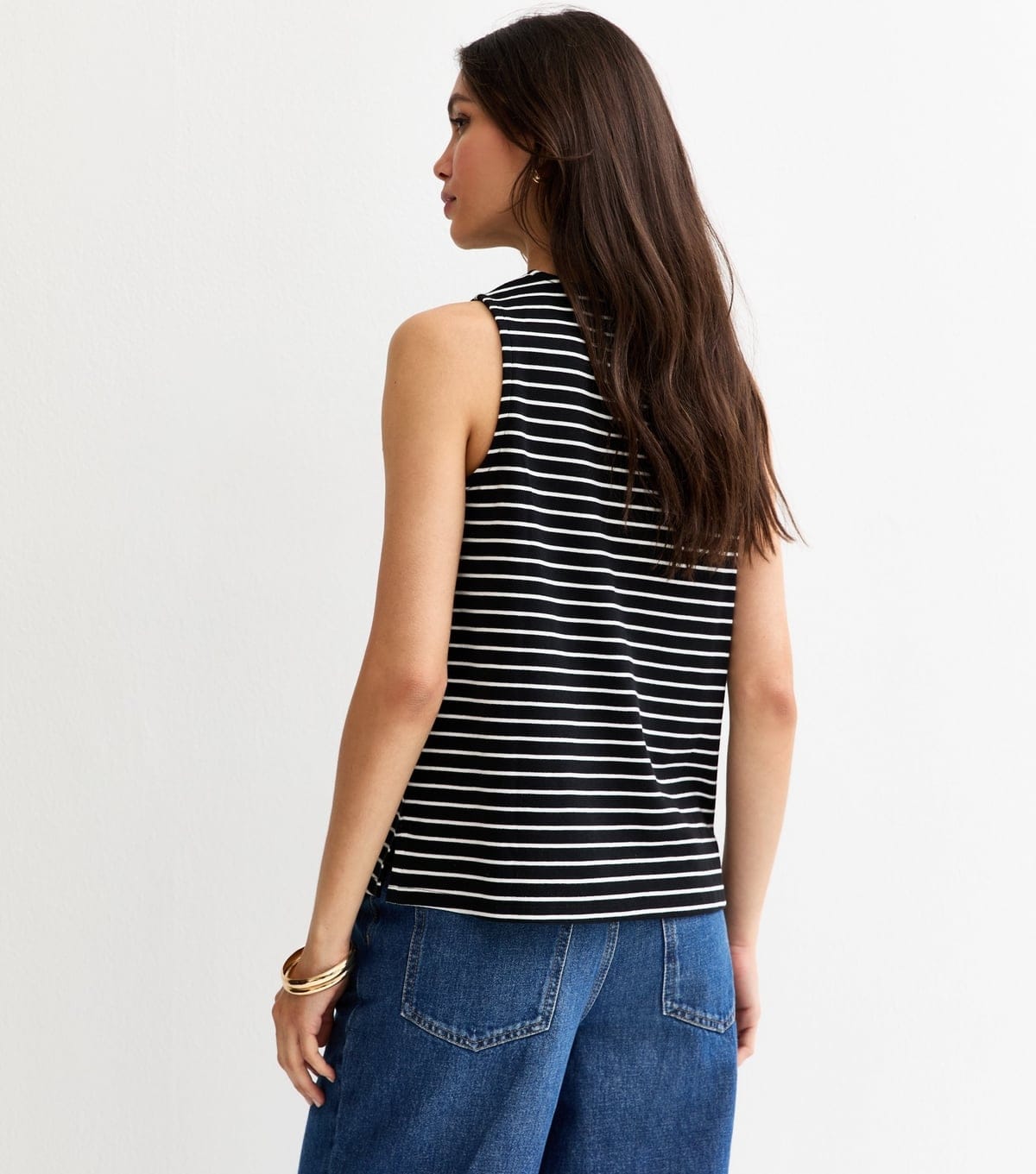 New Look Women's Premium Black Striped Jersey Tank Top New Look - 4