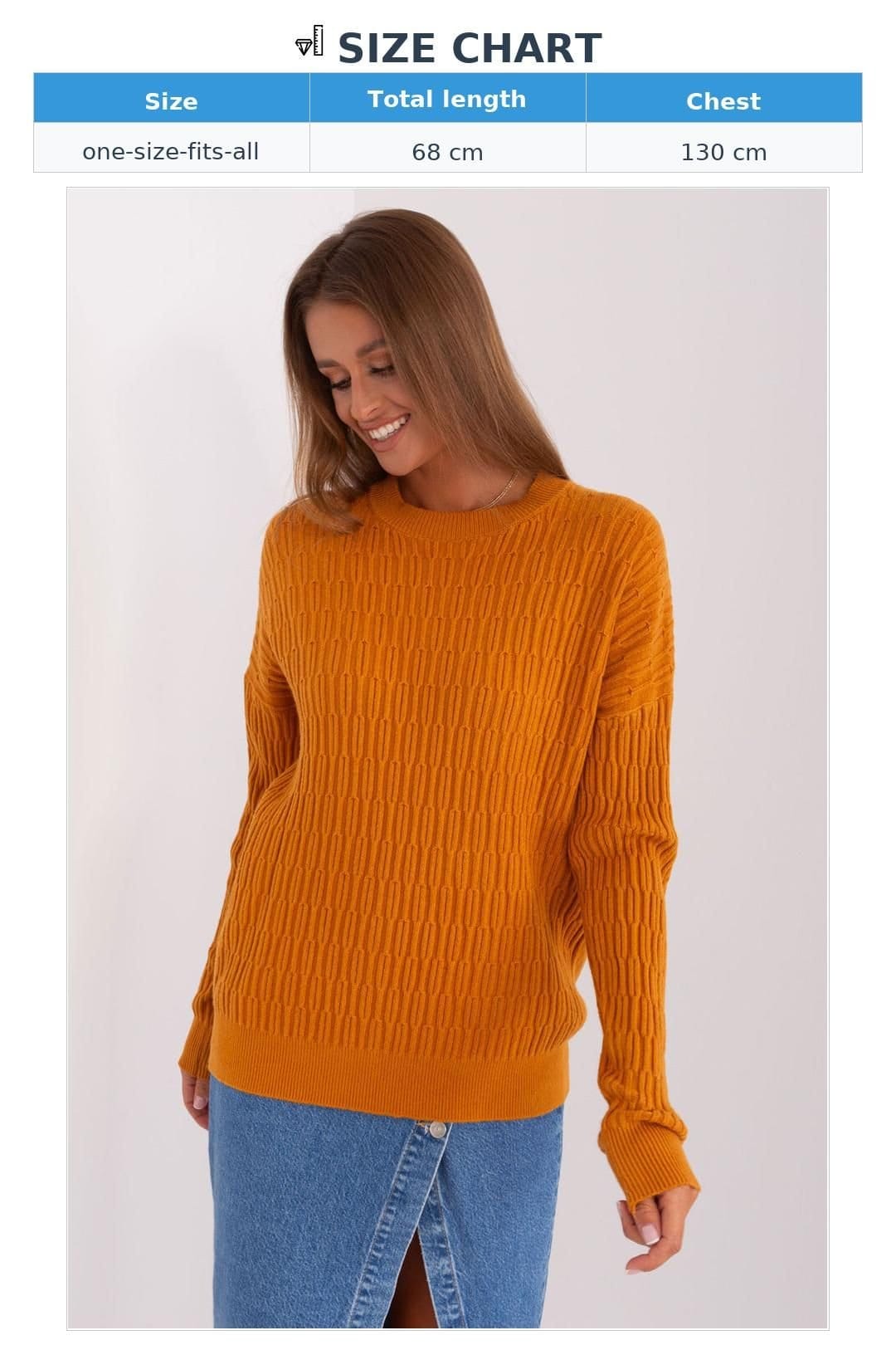 Love Lace Love Lace Women's Variegated Texture Round Neck Long Sleeve Sweater Style 185724 in Orange - 4