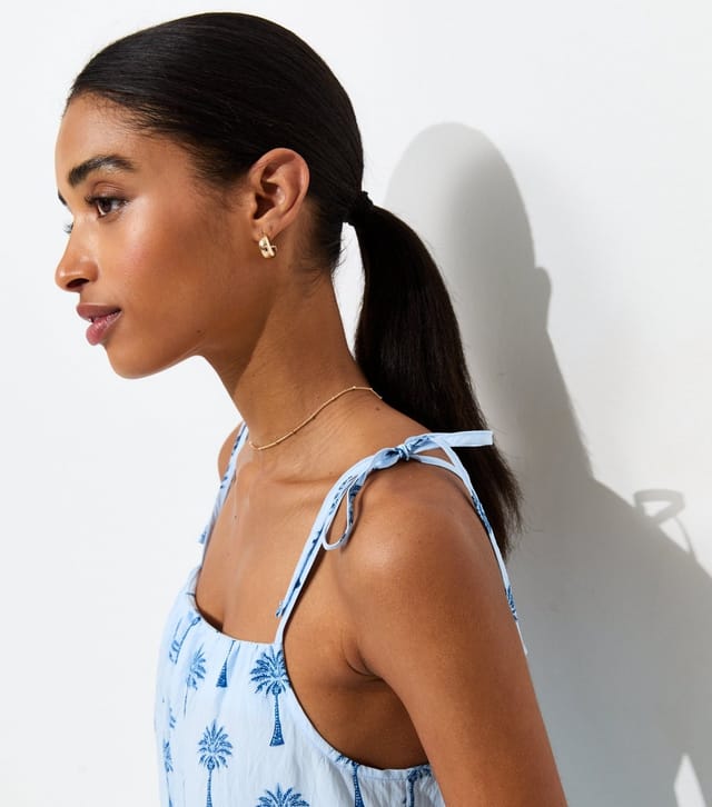 New Look Women's Blue Palm Print Tiered Midi Dress New Look - 2