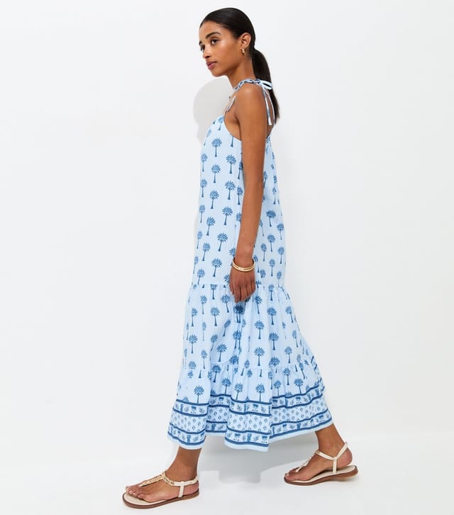 New Look Women's Blue Palm Print Tiered Midi Dress New Look - 3