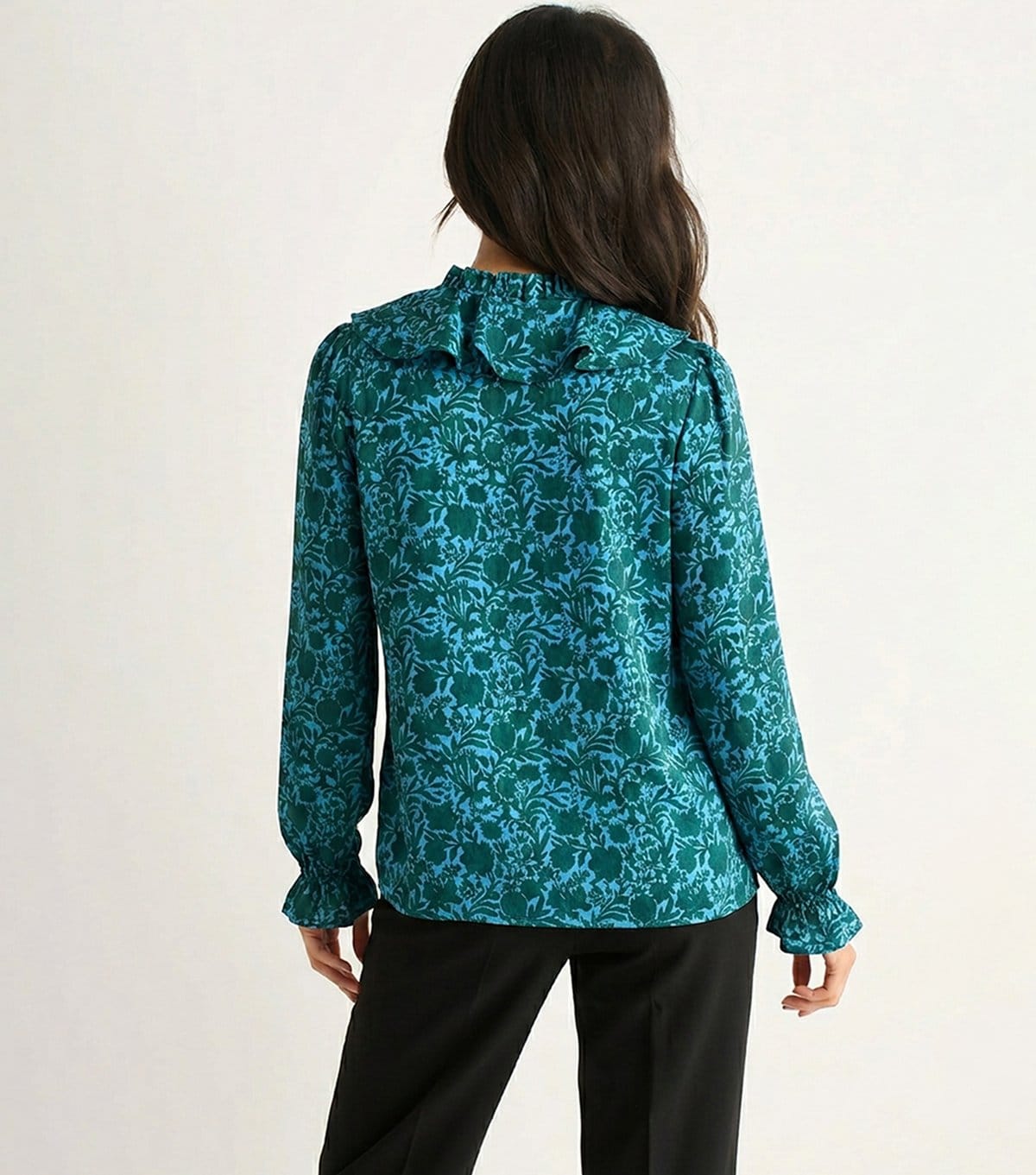 Gini London Women's Dark Blue Floral Ruffle Blouse Gini London New Look - 4