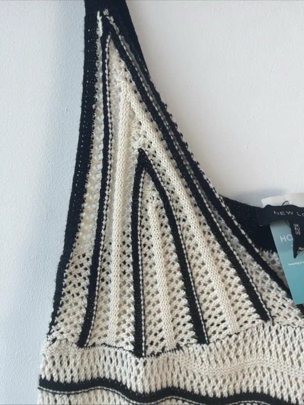 New Look New look - stripe crochet dress - size 16 - cream