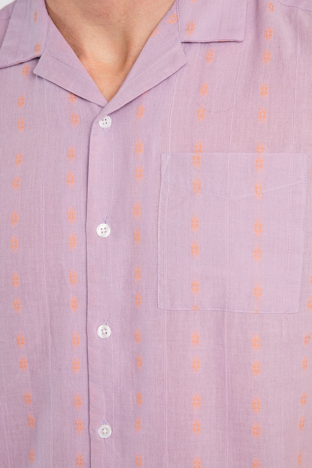 Tokyo Laundry Tokyo Laundry Men's Cotton Short Sleeve Seersucker Embroidered Shirt in Purple - 4