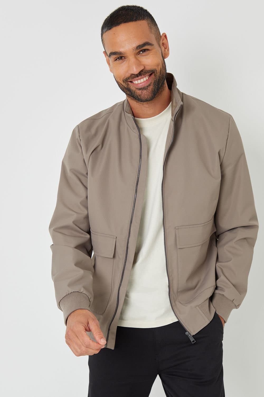 Threadbare Threadbare Taupe Harrington Jacket in Corduroy