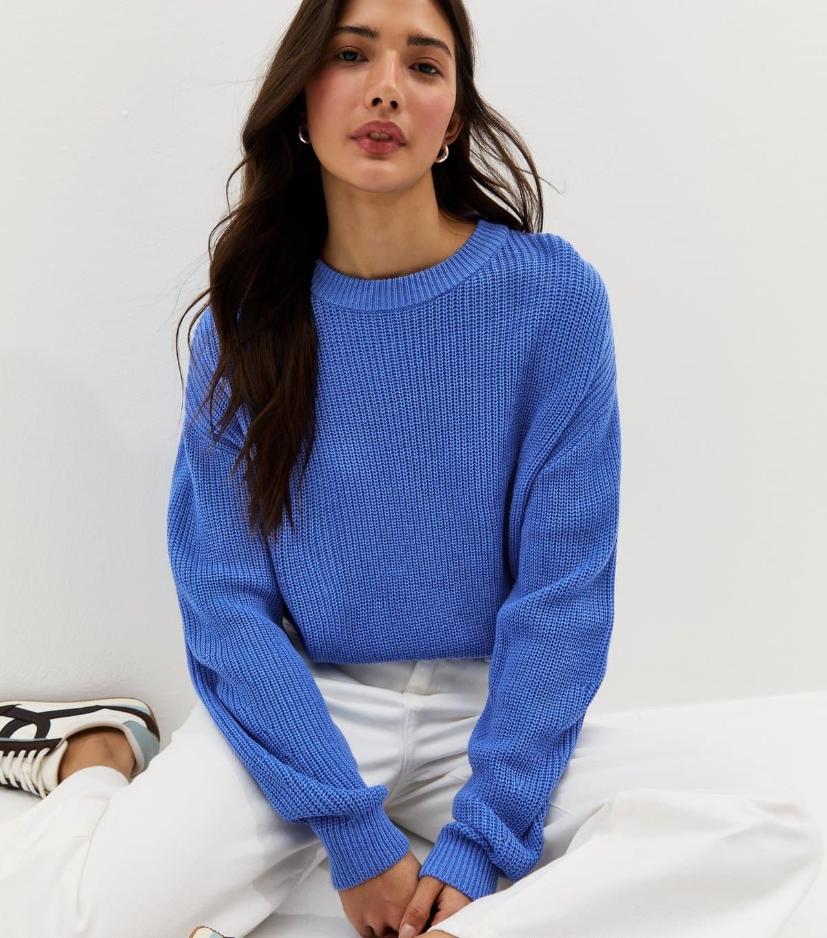 New Look Women's Blue Ribbed Crew Neck Knit Jumper New Look