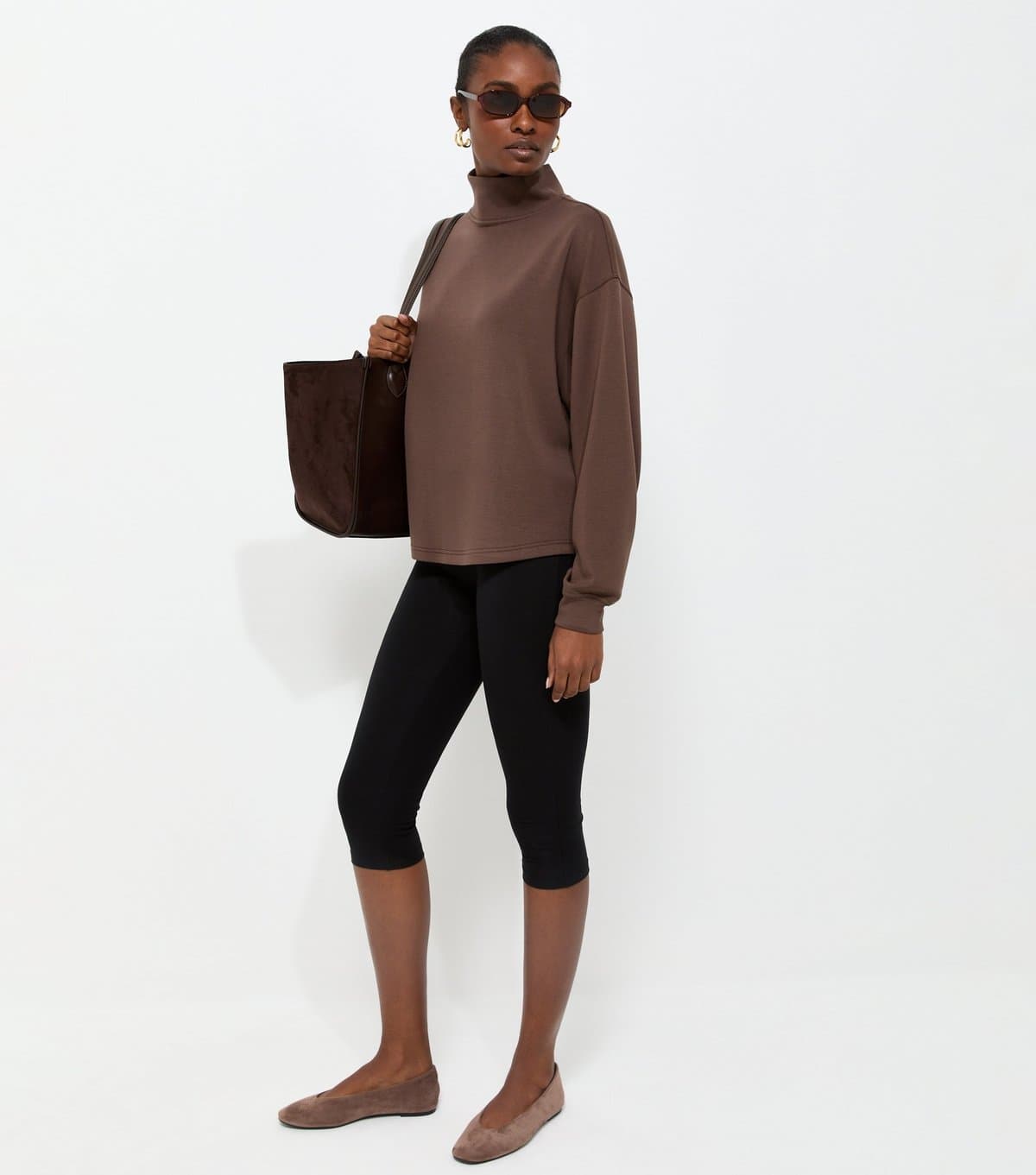 New Look Women's Premium Brown Funnel Neck Sweatshirt New Look
