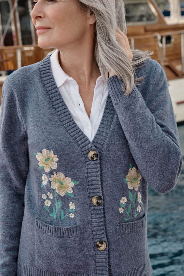 WoolOvers WoolOvers Women's Floral Embroidered Cardigan - 2