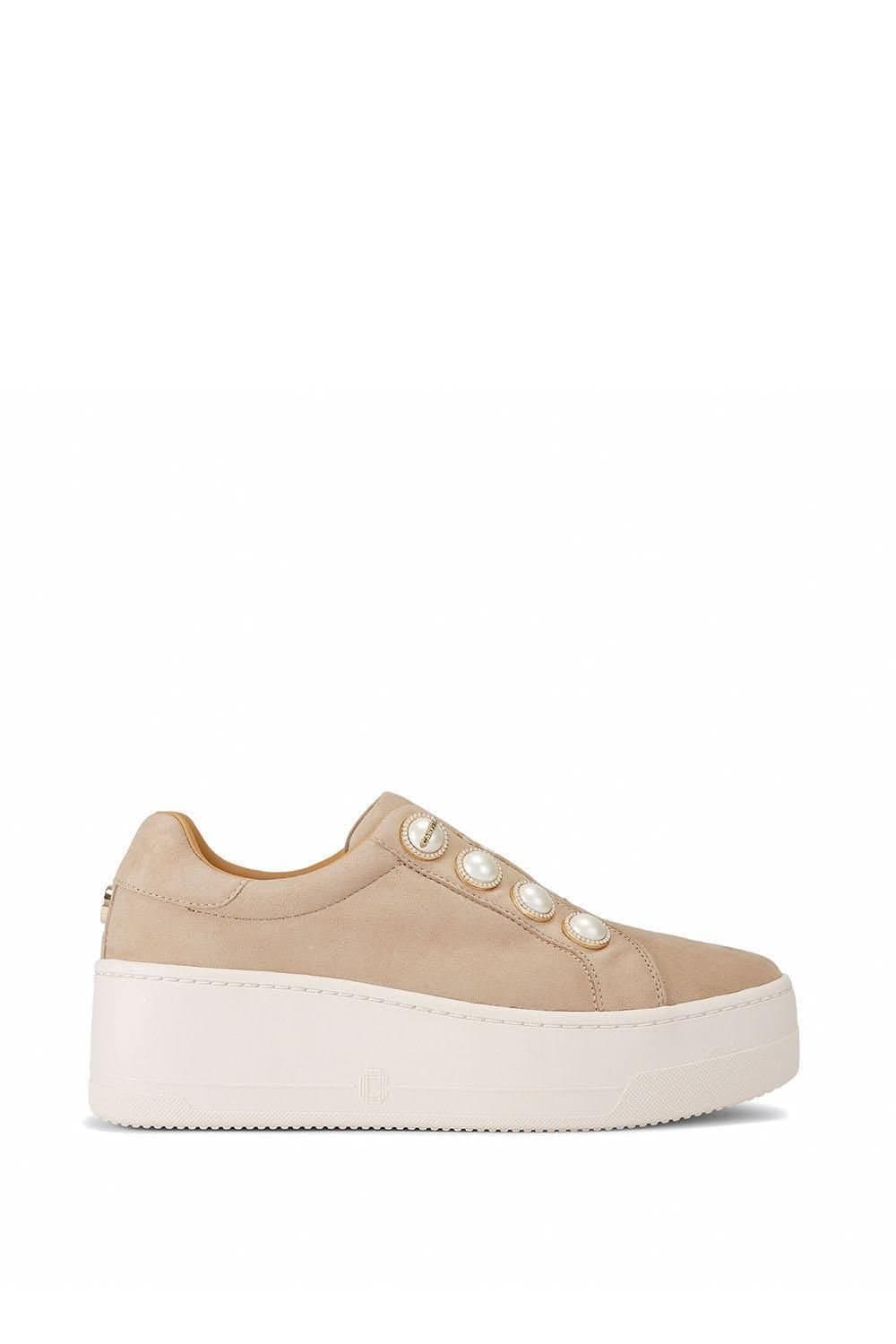 Carvela Carvela Women's 'Connected Laceless Pearl' Suede Trainers in Beige