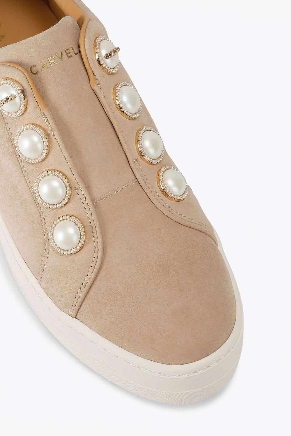 Carvela Carvela Women's 'Connected Laceless Pearl' Suede Trainers in Beige - 4