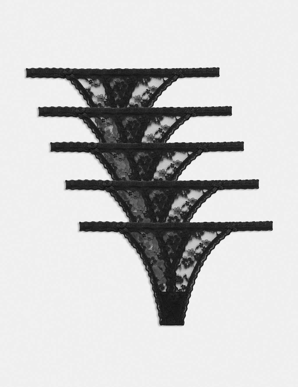 Marks & Spencer M&S 5 Pack Lace Tanga Thong Black