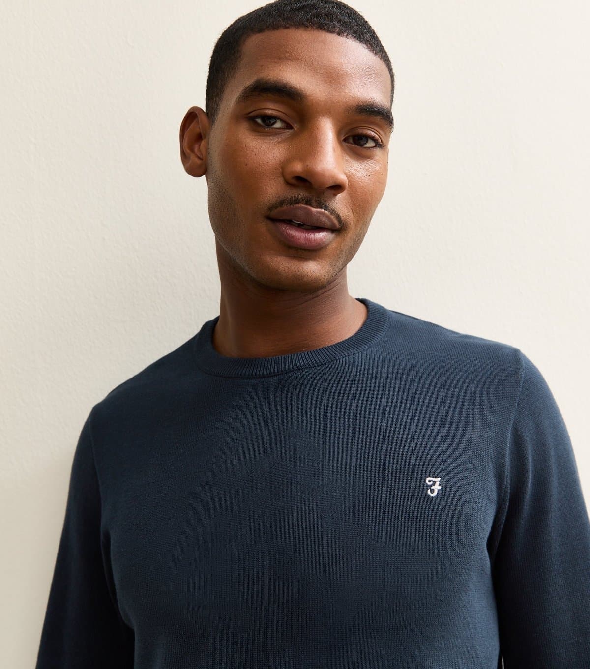 Farah Farah Navy Fine Knit Crew Neck Jumper