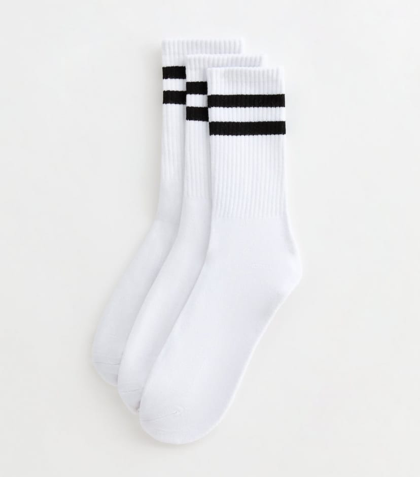 New Look Men's Mens 3 Pack Of White Stripe Socks New Look - 1