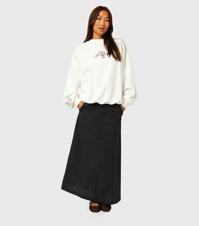 Skinnydip Women's Cream Disney Embroidered Slogan Sweatshirt Skinnydip New Look - 2