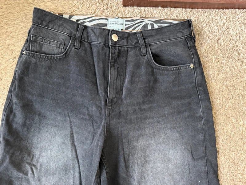 River Island River Island washed black barrel leg jeans size 12 L30 high waist