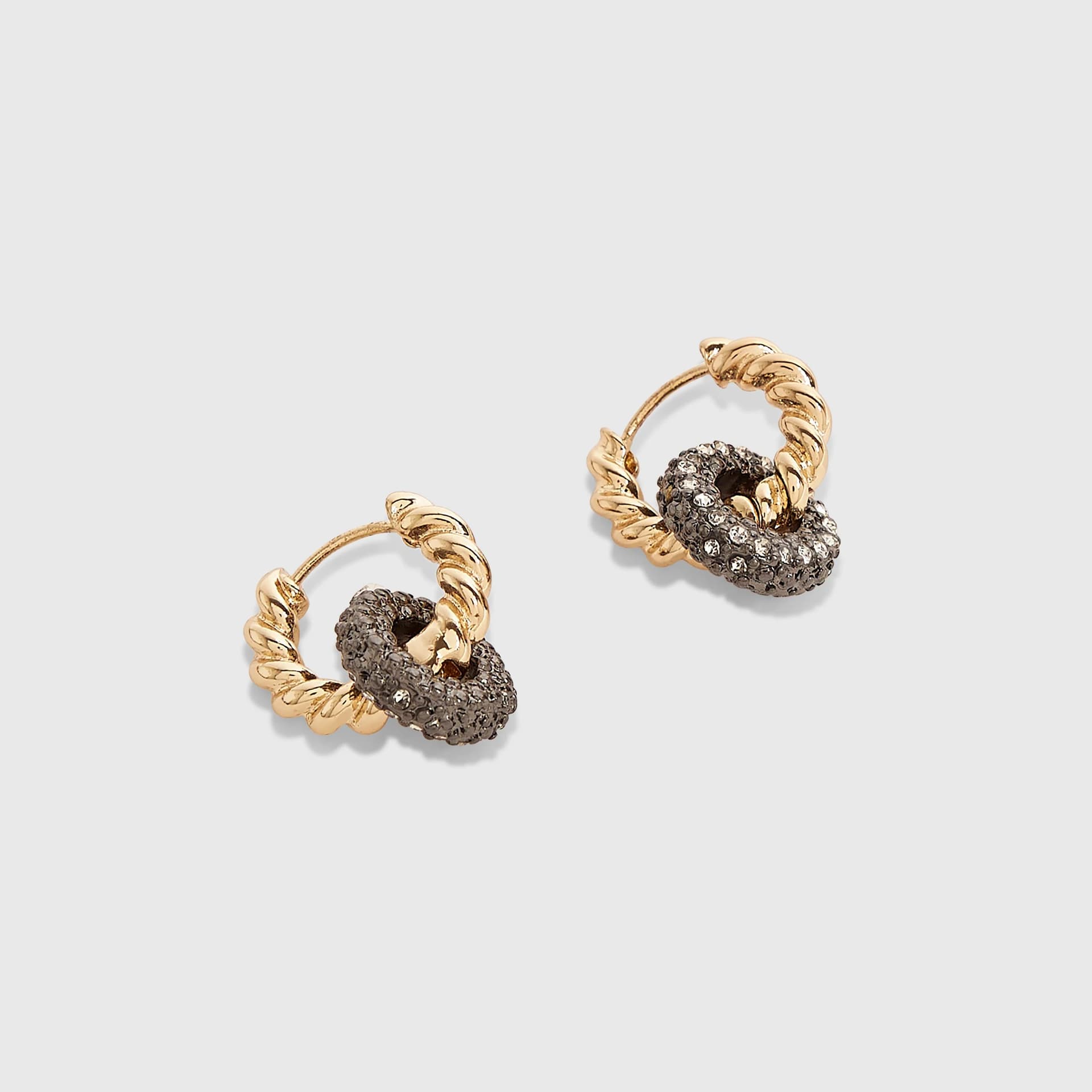River Island River Island Womens Gold Multi Metal Crystal Hoop Earrings