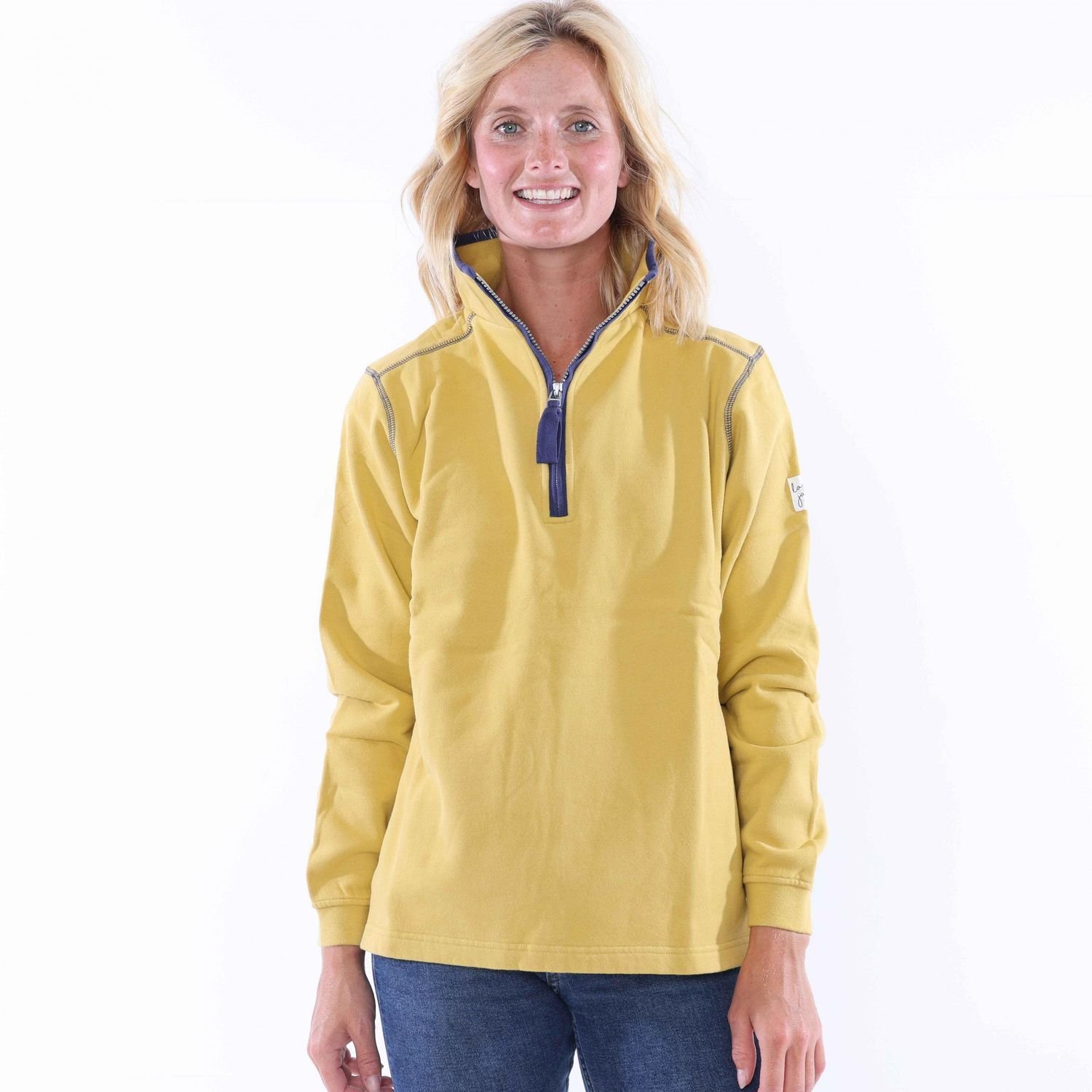 Lazy Jacks Lazy Jacks Women's Quarter Zip Sweatshirt in Yellow - 2