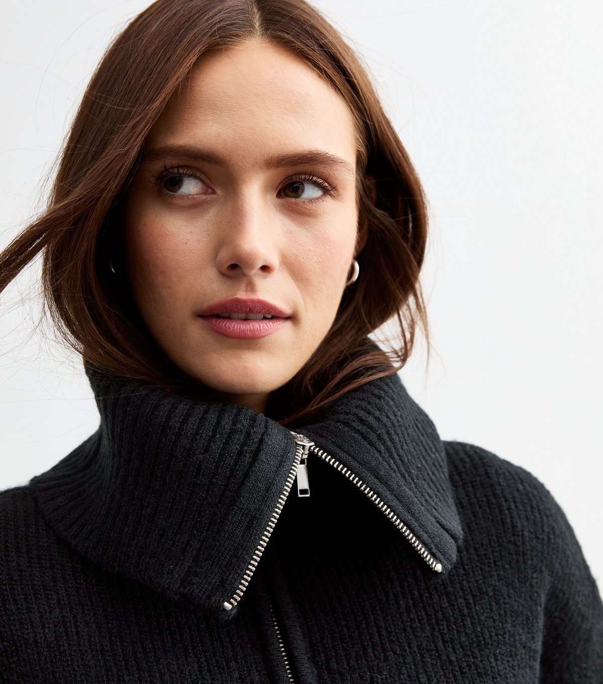 New Look Women's Black Ribbed Knit Half Zip Jumper New Look - 2