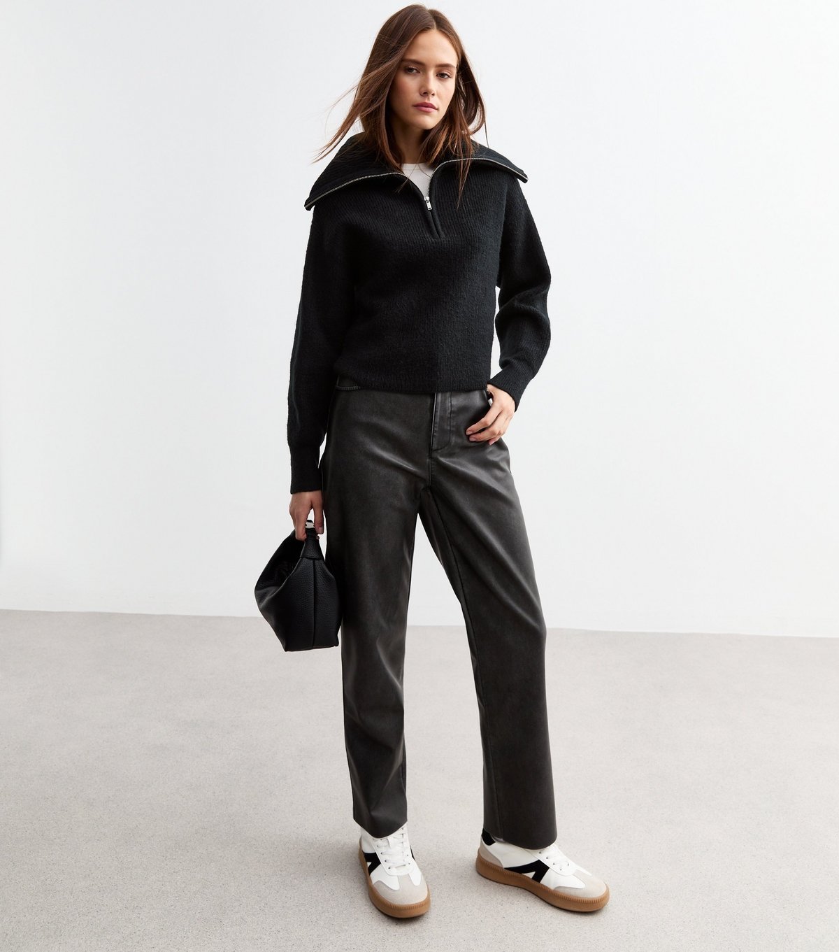 New Look Women's Black Ribbed Knit Half Zip Jumper New Look - 3