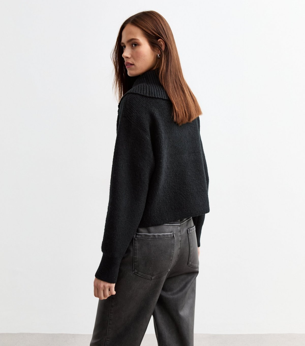 New Look Women's Black Ribbed Knit Half Zip Jumper New Look - 4