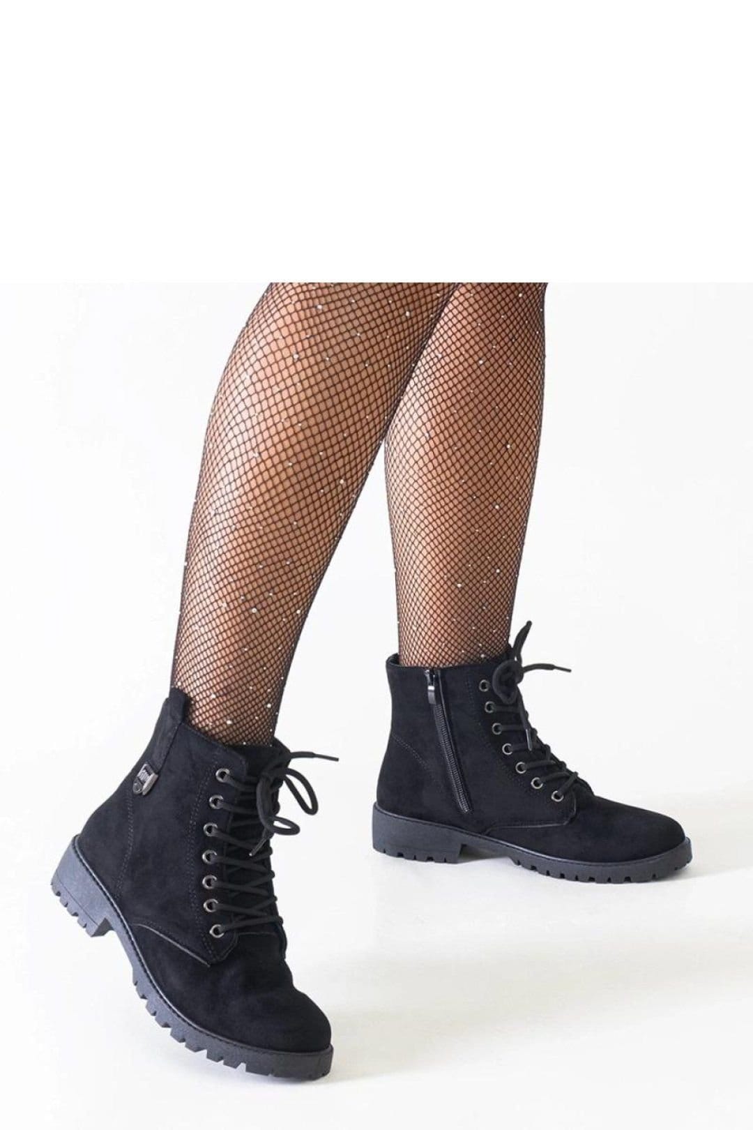 Love Lace Love Lace Women's Insulated Platform Work Boots Almond Toe Ankle High Winter in Black - 1