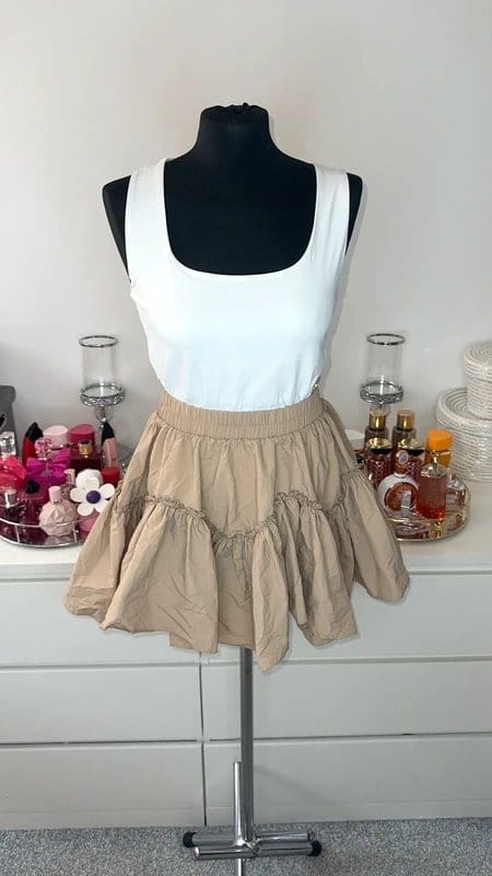New Look Beige Peplum Style Mini Skirt