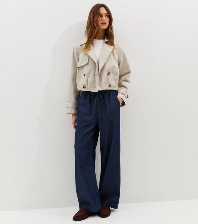 New Look Women's Indigo Wash Denim Drawstring Wide Leg Trousers New Look - 2