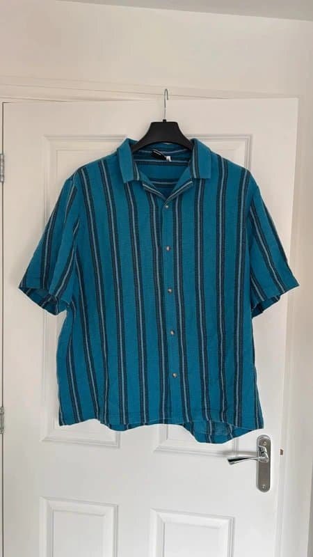 ASOS Blue Striped Basket Weave Shirt