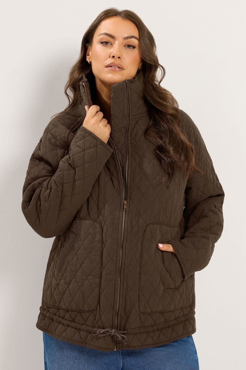 Yours Yours Women's Lightweight Quilted Jacket in Chocolate - 1