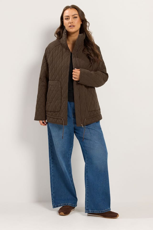 Yours Yours Women's Lightweight Quilted Jacket in Chocolate - 3