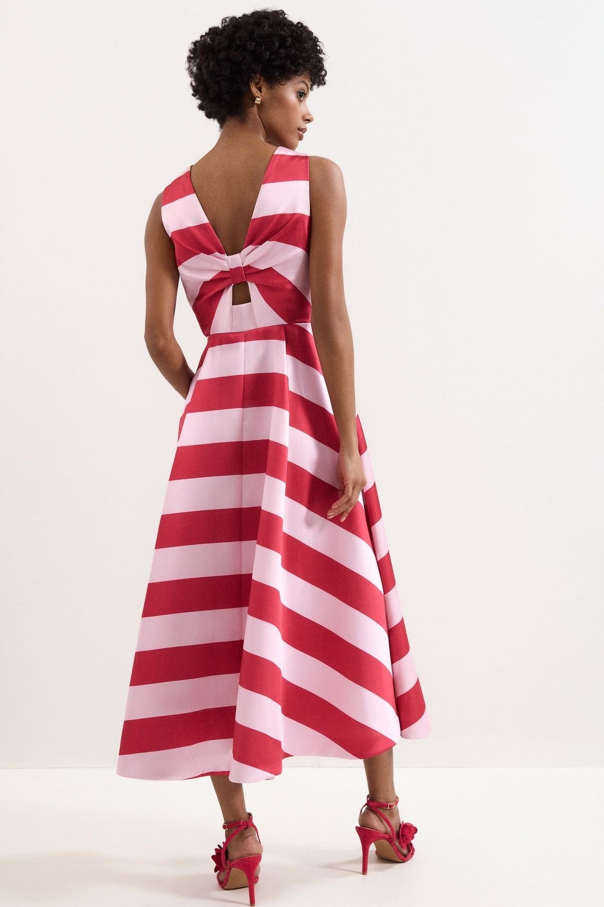 Phase Eight Phase Eight Women's Kiria Stripe Satin Midi Dress in Pink - 4