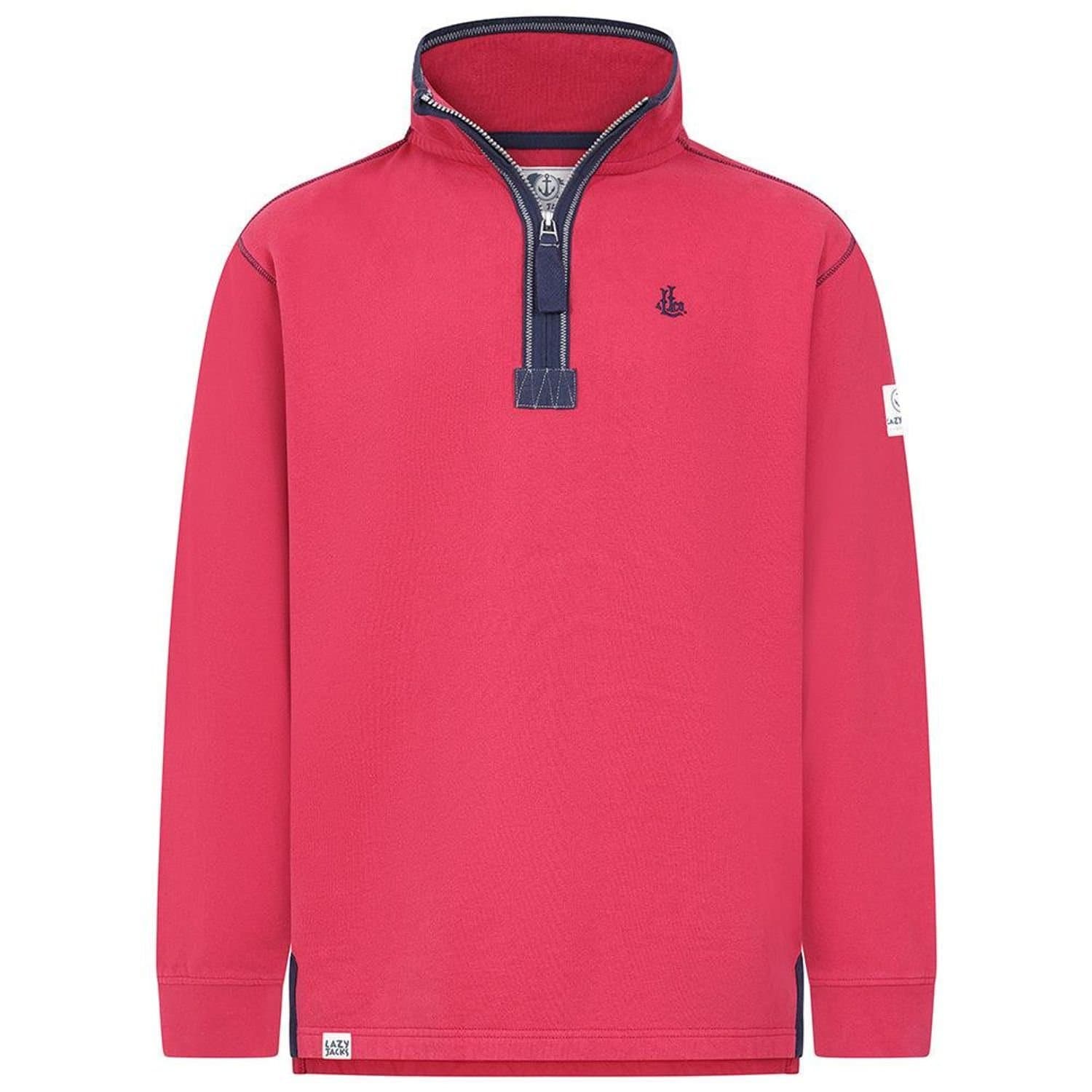 Lazy Jacks Lazy Jacks Men's Quarter Zip Sweatshirt in Dark Pink